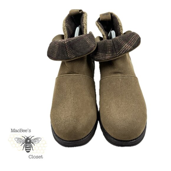 Muk Luks Womens Mila Boot Walnut Tan Suede Weather Resistant Ankle Boot 9W Fall - Picture 10 of 15